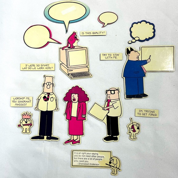 17 pc Dilbert Magnet Set, comic strip Dogbert Catbert good condition great gift - Picture 1 of 2